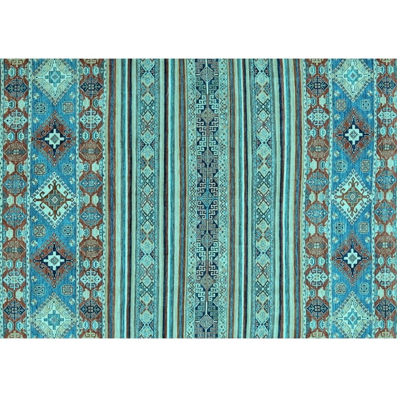 Ahgly Company Indoor Rectangle Abstract Light Blue Modern Area Rugs, 5' x 7'