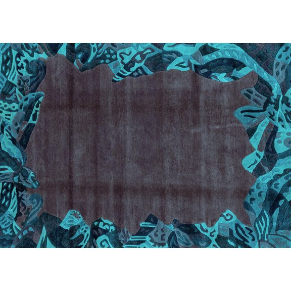 Ahgly Company Indoor Rectangle Abstract Light Blue Modern Area Rugs, 5' x 7'