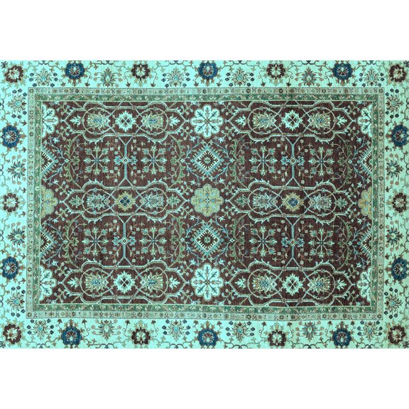 Ahgly Company Indoor Rectangle Abstract Light Blue Modern Area Rugs, 5' x 7'