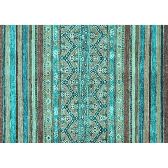 Ahgly Company Indoor Rectangle Abstract Light Blue Modern Area Rugs, 5' x 7'