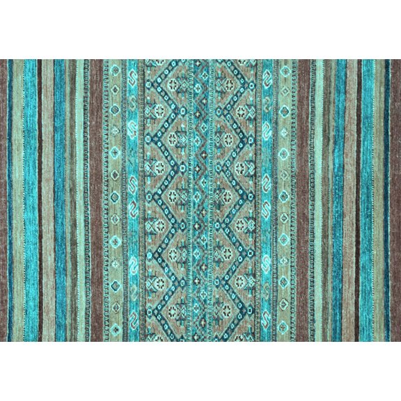 Ahgly Company Indoor Rectangle Abstract Light Blue Modern Area Rugs, 5' x 7'