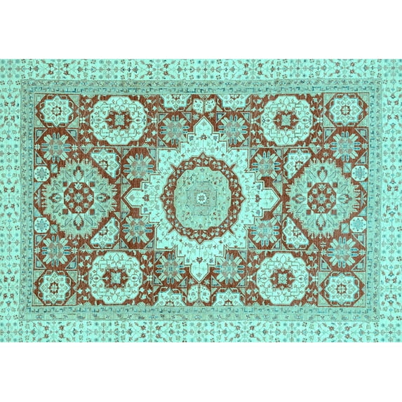 Ahgly Company Indoor Rectangle Abstract Light Blue Modern Area Rugs, 7' x 9'