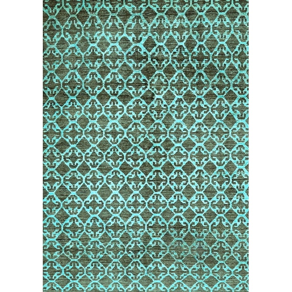Ahgly Company Indoor Rectangle Abstract Light Blue Modern Area Rugs, 8' x 10'