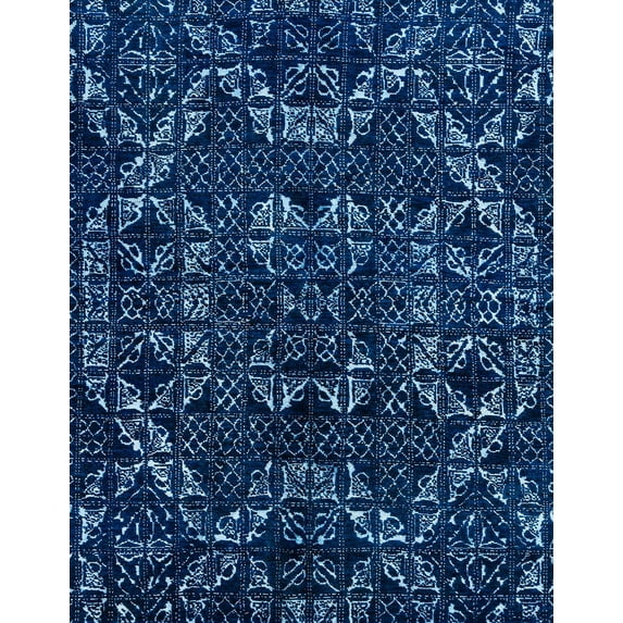 Ahgly Company Indoor Rectangle Abstract MidBlue Abstract Area Rugs, 2' x 5'