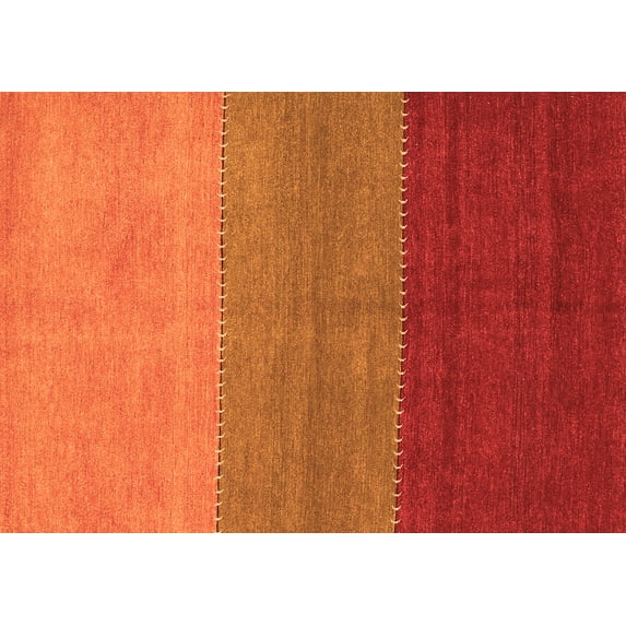 Ahgly Company Indoor Rectangle Abstract Orange Contemporary Area Rugs, 4' x 6'
