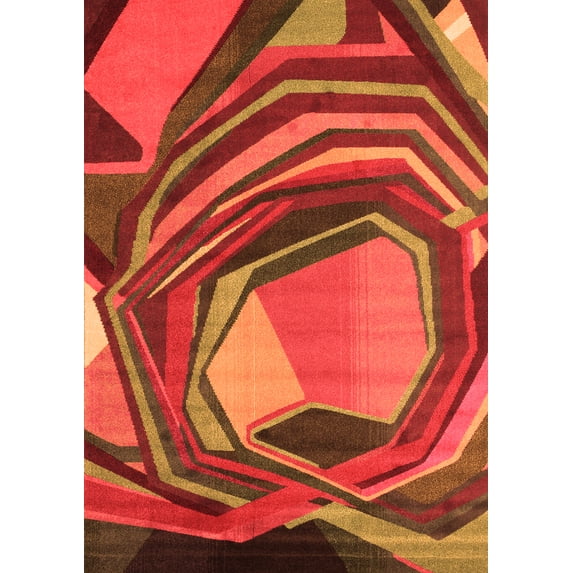 Ahgly Company Indoor Rectangle Abstract Orange Contemporary Area Rugs, 5' x 8'