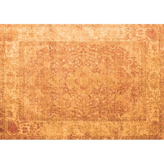 Ahgly Company Indoor Rectangle Abstract Orange Contemporary Area Rugs, 6' x 9'