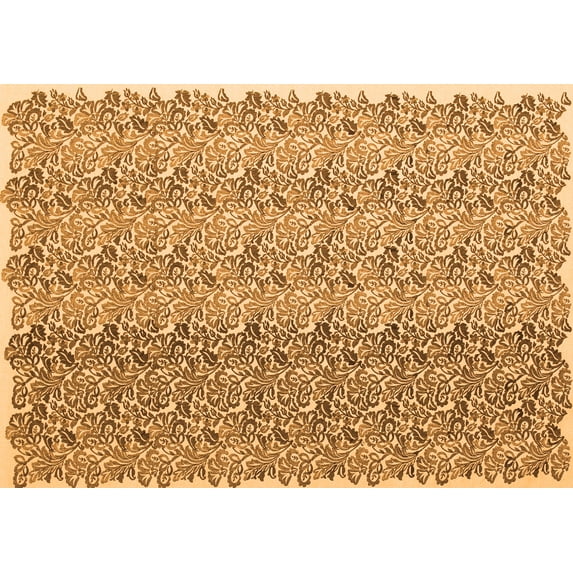 Ahgly Company Indoor Rectangle Abstract Orange Contemporary Area Rugs, 7' x 9'
