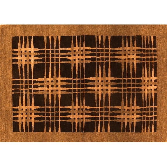 Ahgly Company Indoor Rectangle Abstract Orange Contemporary Area Rugs, 7' x 9'