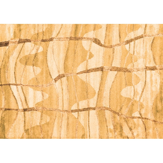 Ahgly Company Indoor Rectangle Abstract Orange Contemporary Area Rugs, 8' x 10'