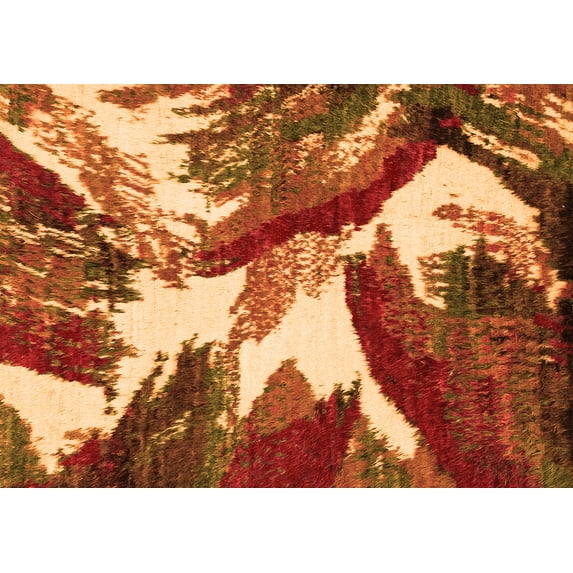 Ahgly Company Indoor Rectangle Abstract Orange Modern Area Rugs, 2' x 3'