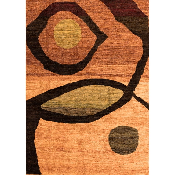 Ahgly Company Indoor Rectangle Abstract Orange Modern Area Rugs, 2' x 3'