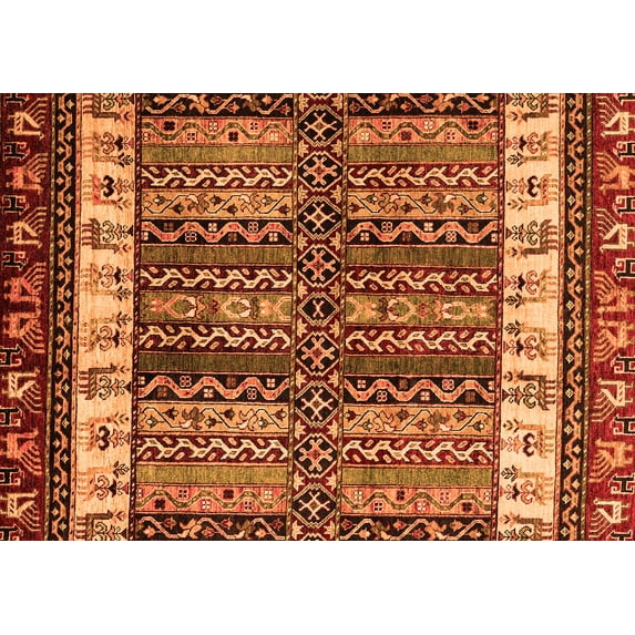 Ahgly Company Indoor Rectangle Abstract Orange Modern Area Rugs, 2' x 3'