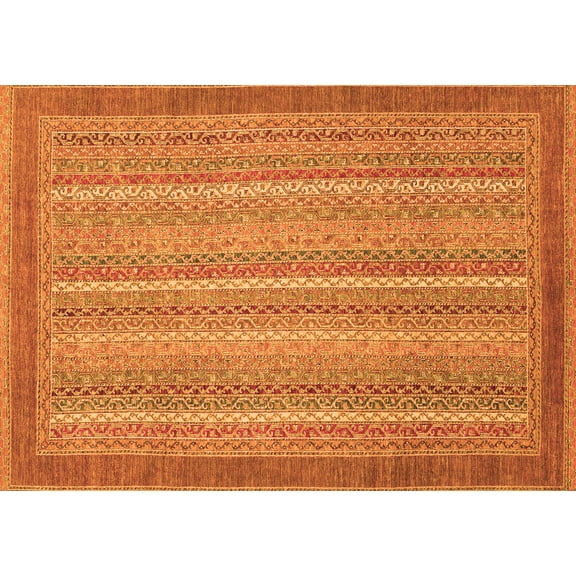 Ahgly Company Indoor Rectangle Abstract Orange Modern Area Rugs, 2' x 5'