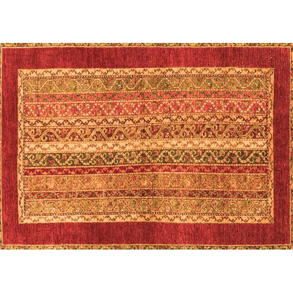 Ahgly Company Indoor Rectangle Abstract Orange Modern Area Rugs, 2' x 5'