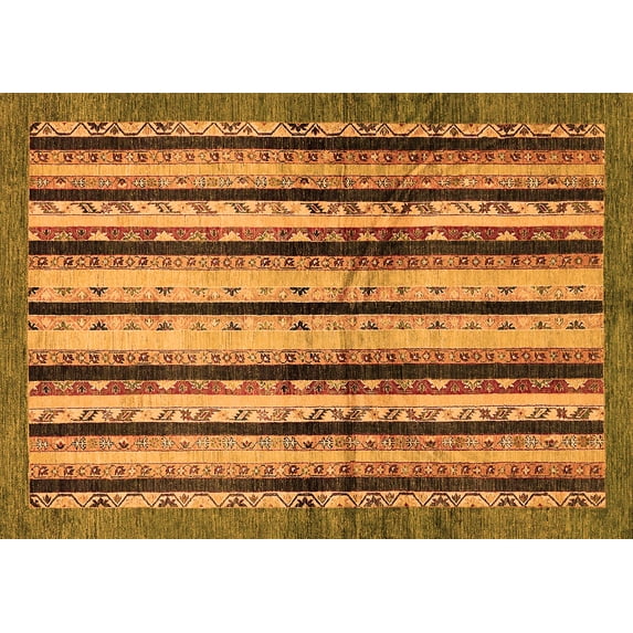 Ahgly Company Indoor Rectangle Abstract Orange Modern Area Rugs, 3' x 5'