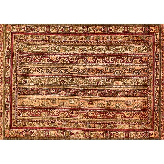 Ahgly Company Indoor Rectangle Abstract Orange Modern Area Rugs, 3' x 5'