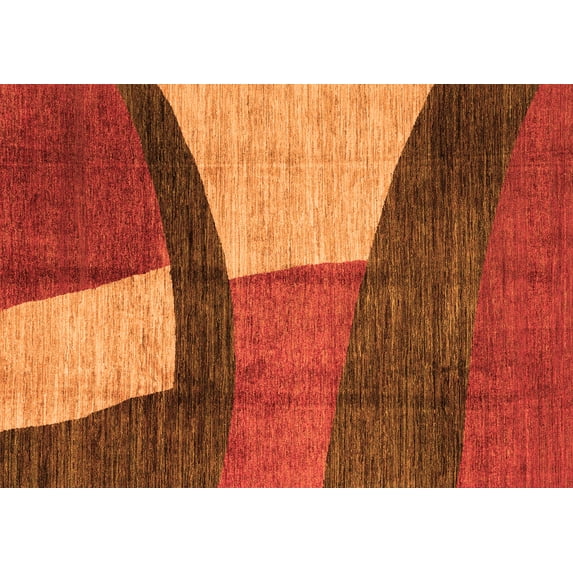 Ahgly Company Indoor Rectangle Abstract Orange Modern Area Rugs, 5' x 7'