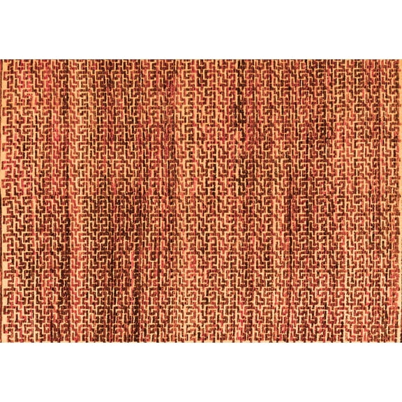 Ahgly Company Indoor Rectangle Abstract Orange Modern Area Rugs, 5' x 7'