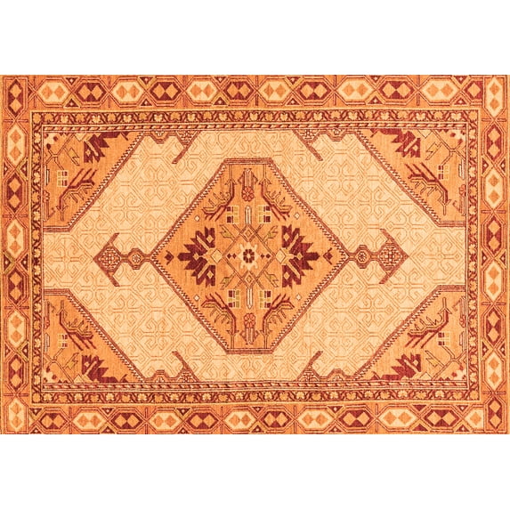 Ahgly Company Indoor Rectangle Abstract Orange Modern Area Rugs, 5' x 8'