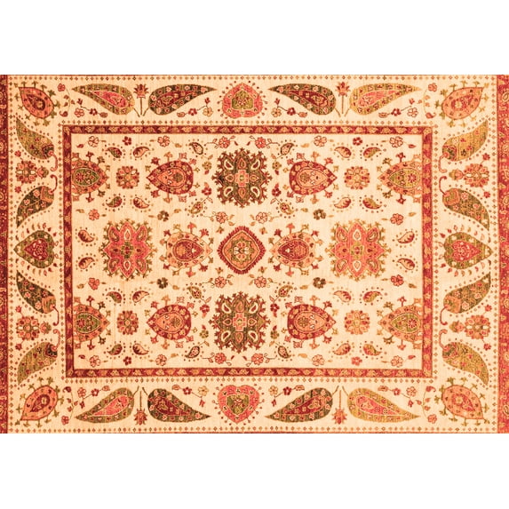 Ahgly Company Indoor Rectangle Abstract Orange Modern Area Rugs, 5' x 8'