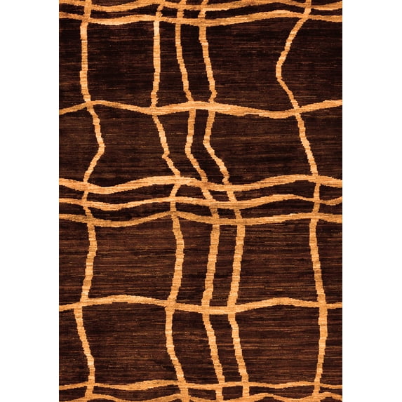 Ahgly Company Indoor Rectangle Abstract Orange Modern Area Rugs, 7' x 10'