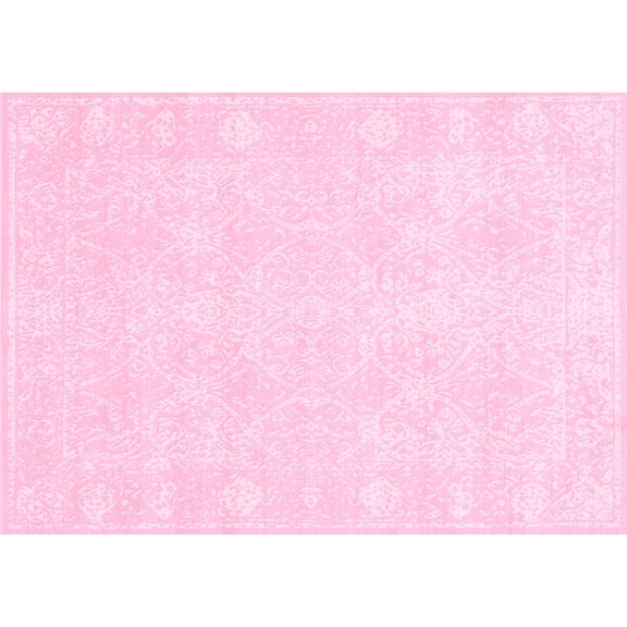 Ahgly Company Indoor Rectangle Abstract Pink Contemporary Area Rugs, 4' x 6'