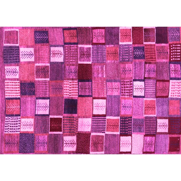 Ahgly Company Indoor Rectangle Abstract Pink Contemporary Area Rugs, 5' x 7'