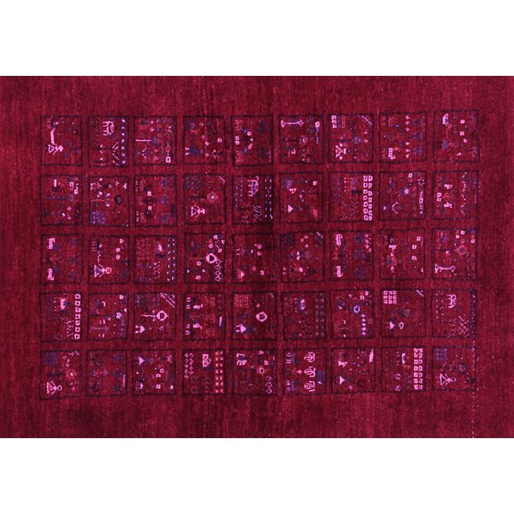 Ahgly Company Indoor Rectangle Abstract Pink Contemporary Area Rugs, 7' x 10'
