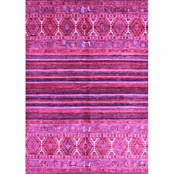Ahgly Company Indoor Rectangle Abstract Pink Contemporary Area Rugs, 7' x 9'