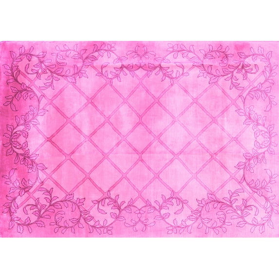 Ahgly Company Indoor Rectangle Abstract Pink Contemporary Area Rugs, 8' x 10'