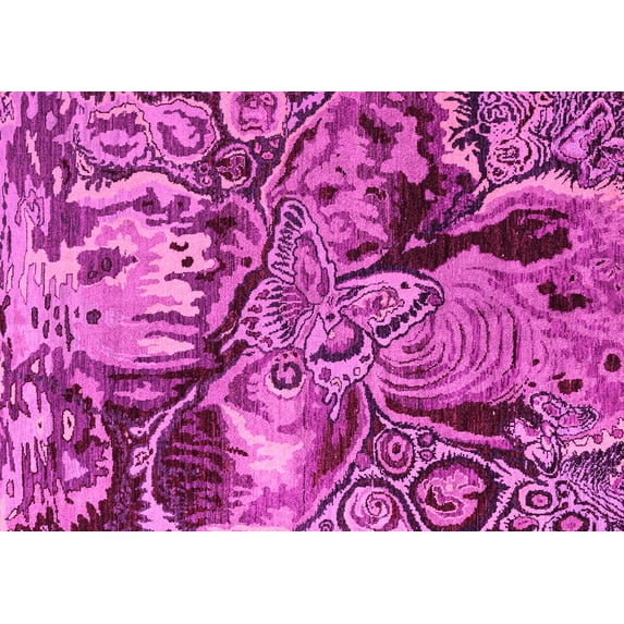 Ahgly Company Indoor Rectangle Abstract Pink Modern Area Rugs, 2' x 3'
