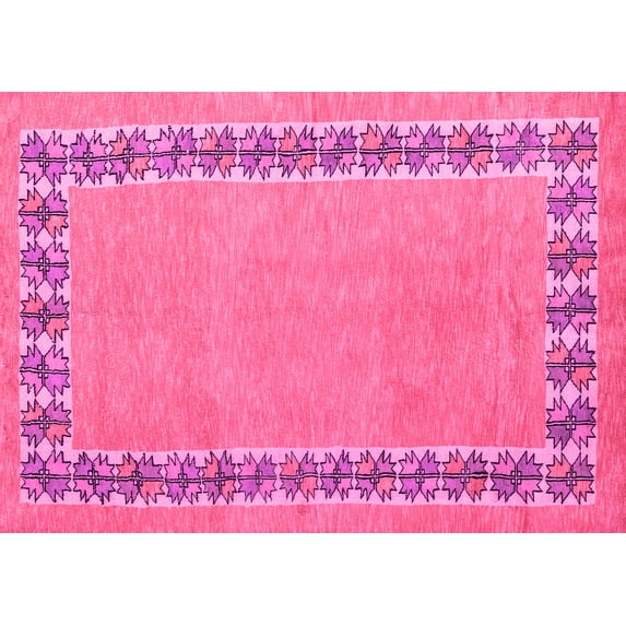 Ahgly Company Indoor Rectangle Abstract Pink Modern Area Rugs, 2' x 4'