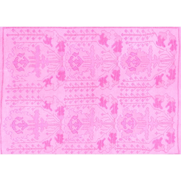 Ahgly Company Indoor Rectangle Abstract Pink Modern Area Rugs, 5' x 7'