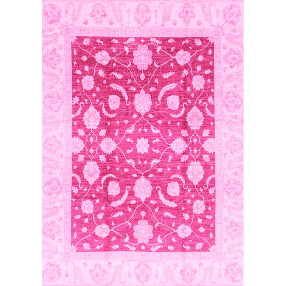 Ahgly Company Indoor Rectangle Abstract Pink Modern Area Rugs, 6' x 9'