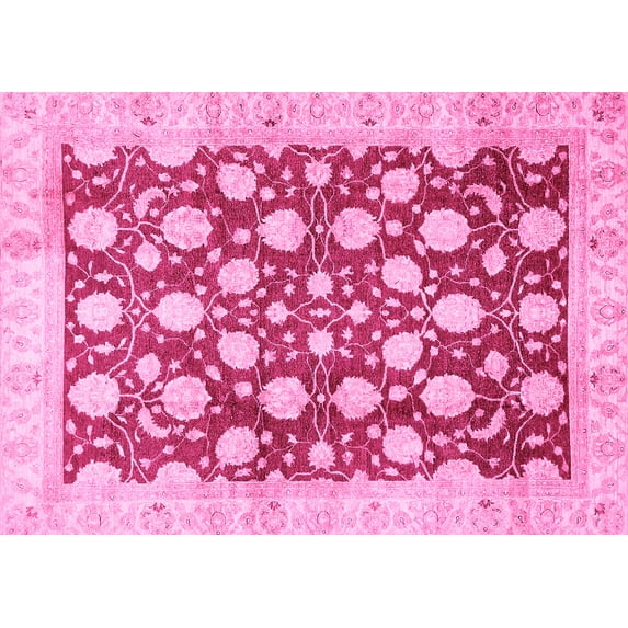 Ahgly Company Indoor Rectangle Abstract Pink Modern Area Rugs, 7' x 10'