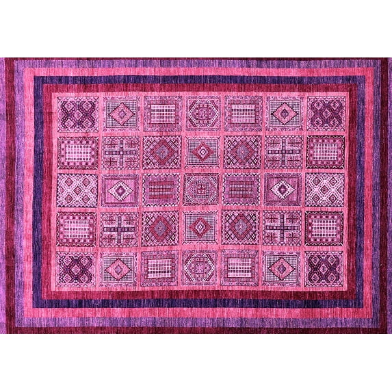 Ahgly Company Indoor Rectangle Abstract Pink Modern Area Rugs, 7' x 9'