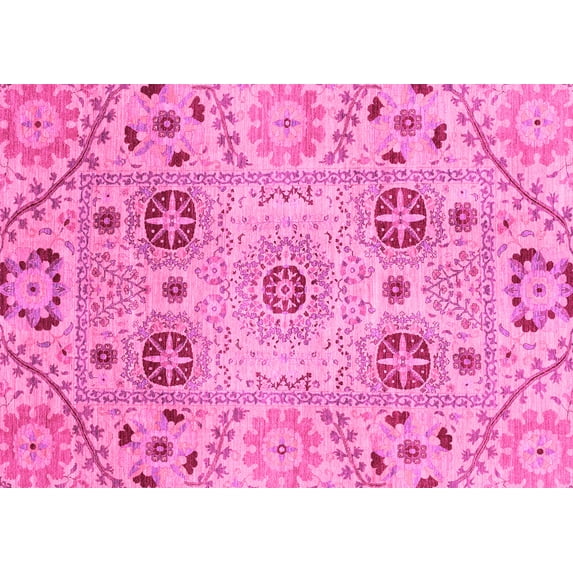 Ahgly Company Indoor Rectangle Abstract Pink Modern Area Rugs, 8' x 12'