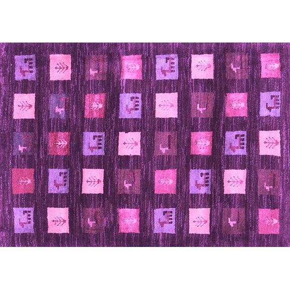 Ahgly Company Indoor Rectangle Abstract Purple Contemporary Area Rugs, 3' x 5'