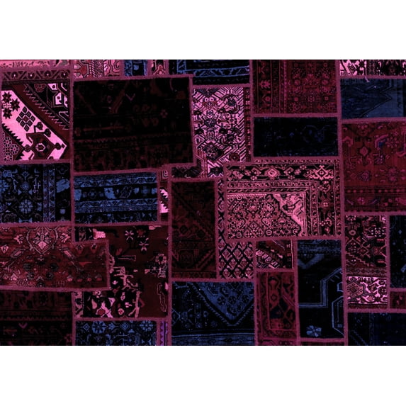 Ahgly Company Indoor Rectangle Abstract Purple Modern Area Rugs, 2' x 4'
