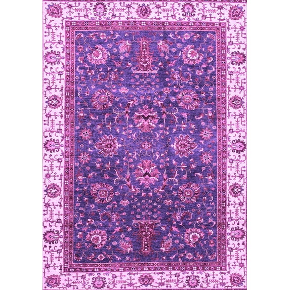 Ahgly Company Indoor Rectangle Abstract Purple Modern Area Rugs, 4' x 6'