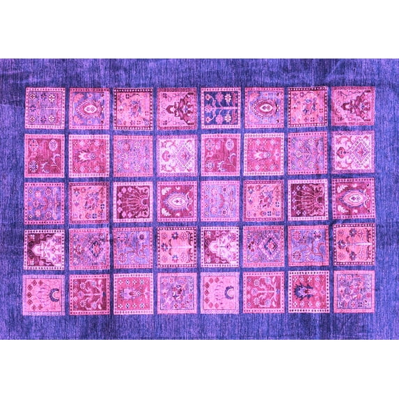 Ahgly Company Indoor Rectangle Abstract Purple Modern Area Rugs, 4' x 6'