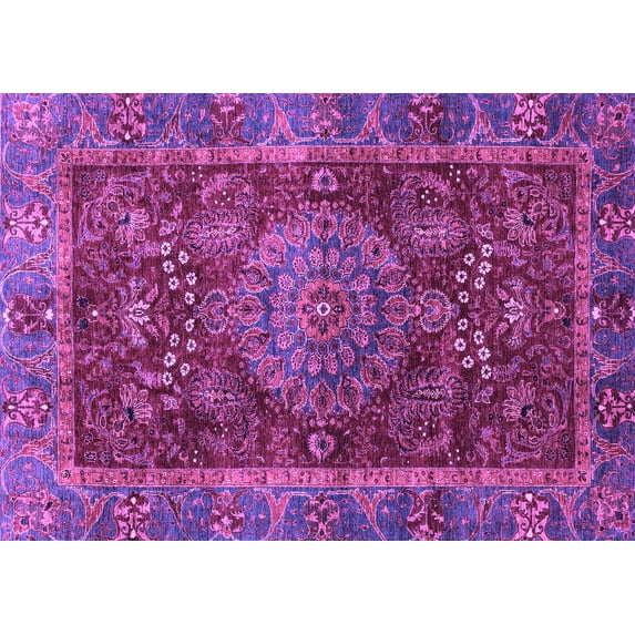 Ahgly Company Indoor Rectangle Abstract Purple Modern Area Rugs, 5' x 8'