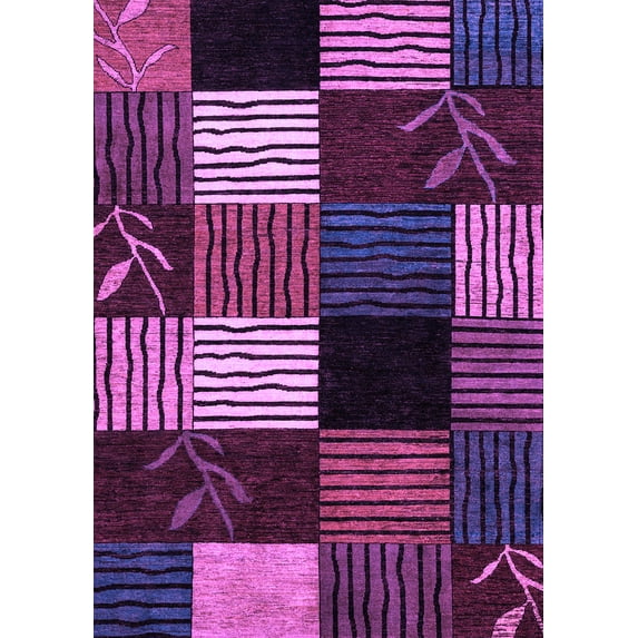 Ahgly Company Indoor Rectangle Abstract Purple Modern Area Rugs, 6' x 9'