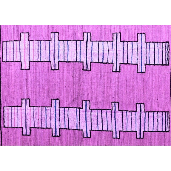 Ahgly Company Indoor Rectangle Abstract Purple Modern Area Rugs, 7' x 10'
