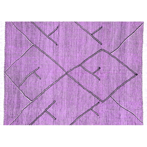 Ahgly Company Indoor Rectangle Abstract Purple Modern Area Rugs, 7' x 10'