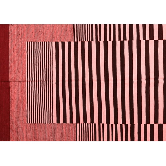 Ahgly Company Indoor Rectangle Abstract Red Contemporary Area Rugs, 4' x 6'