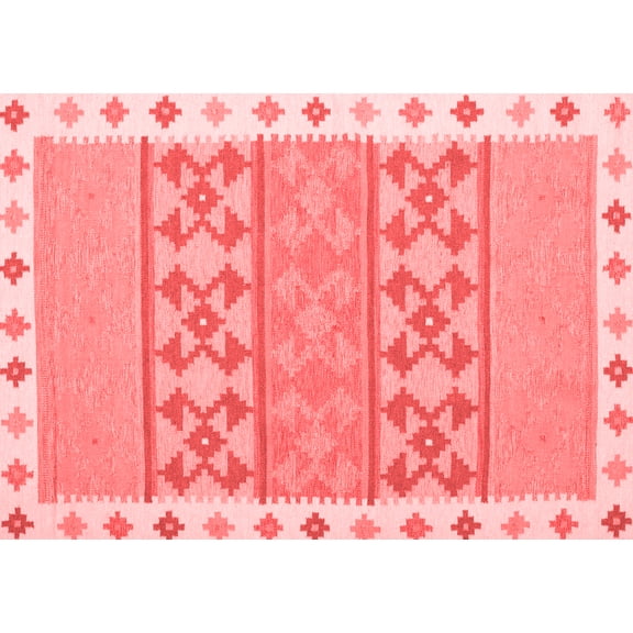 Ahgly Company Indoor Rectangle Abstract Red Contemporary Area Rugs, 5' x 7'