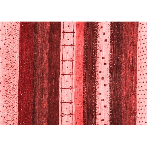 Ahgly Company Indoor Rectangle Abstract Red Contemporary Area Rugs, 5' x 7'