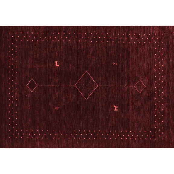 Ahgly Company Indoor Rectangle Abstract Red Contemporary Area Rugs, 5' x 7'